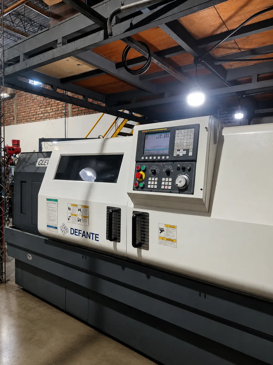 Torno CNC Clever de gran capacidad en el taller de MD Mecanizados CNC
